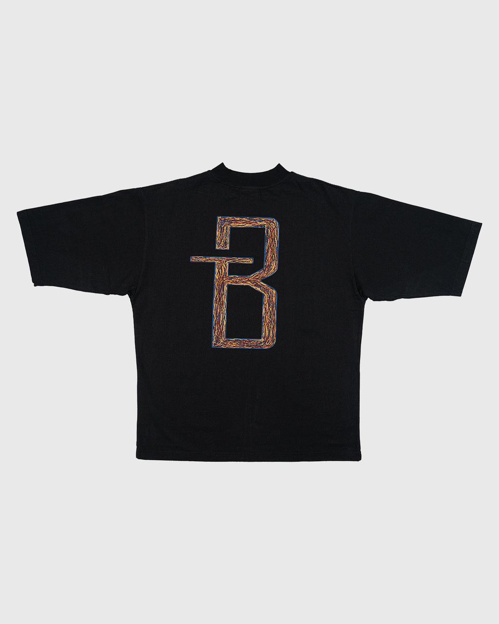 Colorful Mock Neck T-Shirt - Black