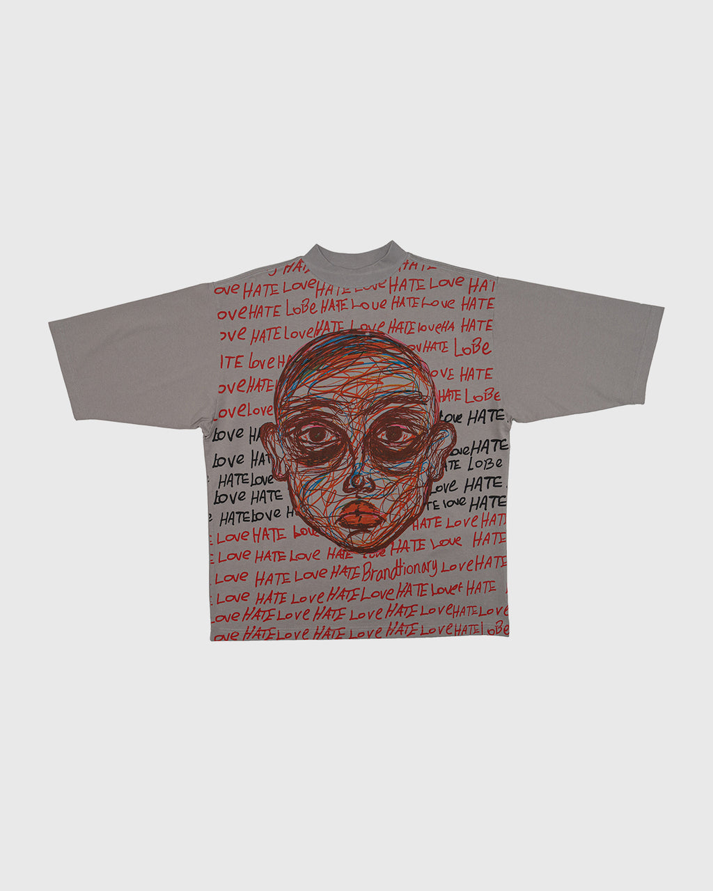 Love Hate Expression Oversized T-Shirt - Gray