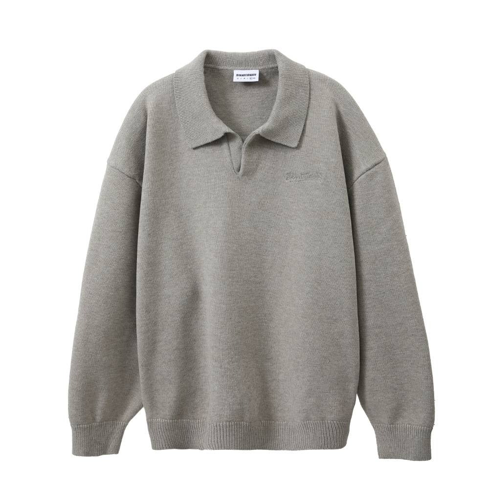 سويتر كلاسيكي صوفي رمادي بياقة قميص