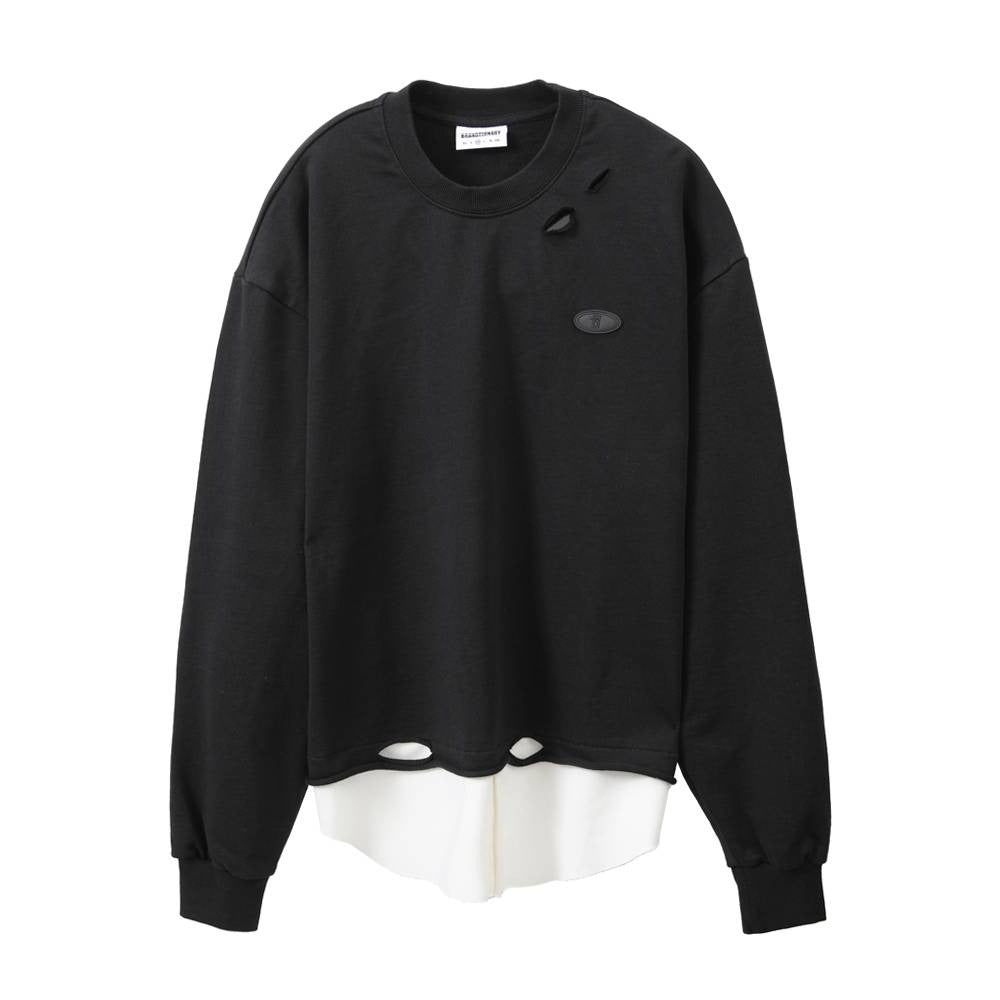 سويتر كاجوال أسود/أبيض بياقة قميص