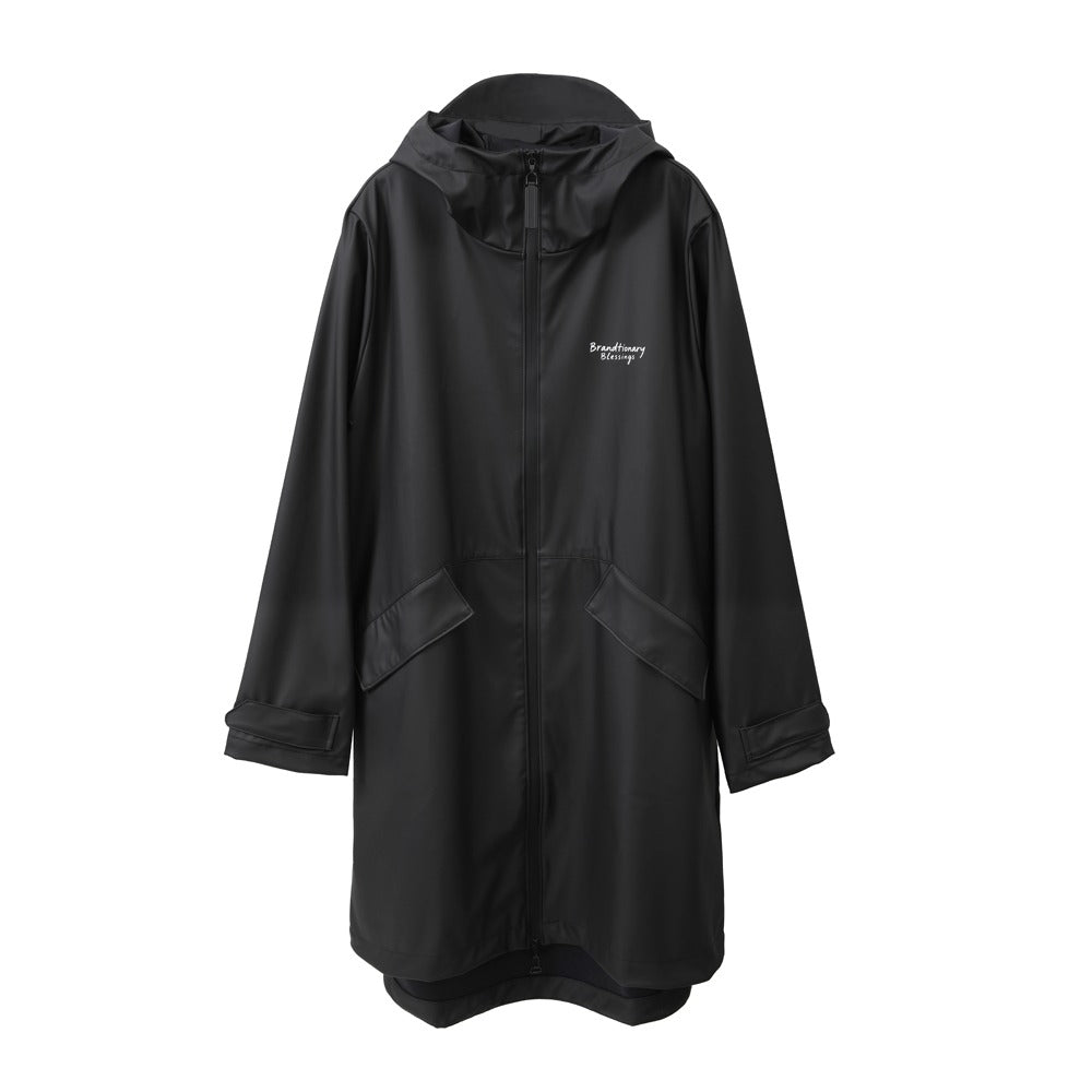 جاكيت كاجوال أسود مقاوم للماء بغطاء للرأس