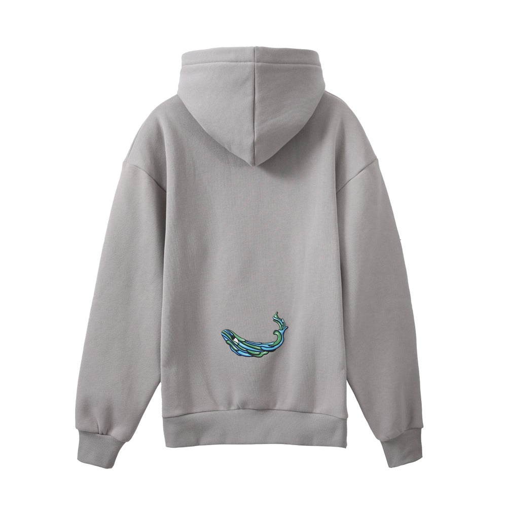 هودي رمادي مطبوع "Spry" مع غطاء رأس