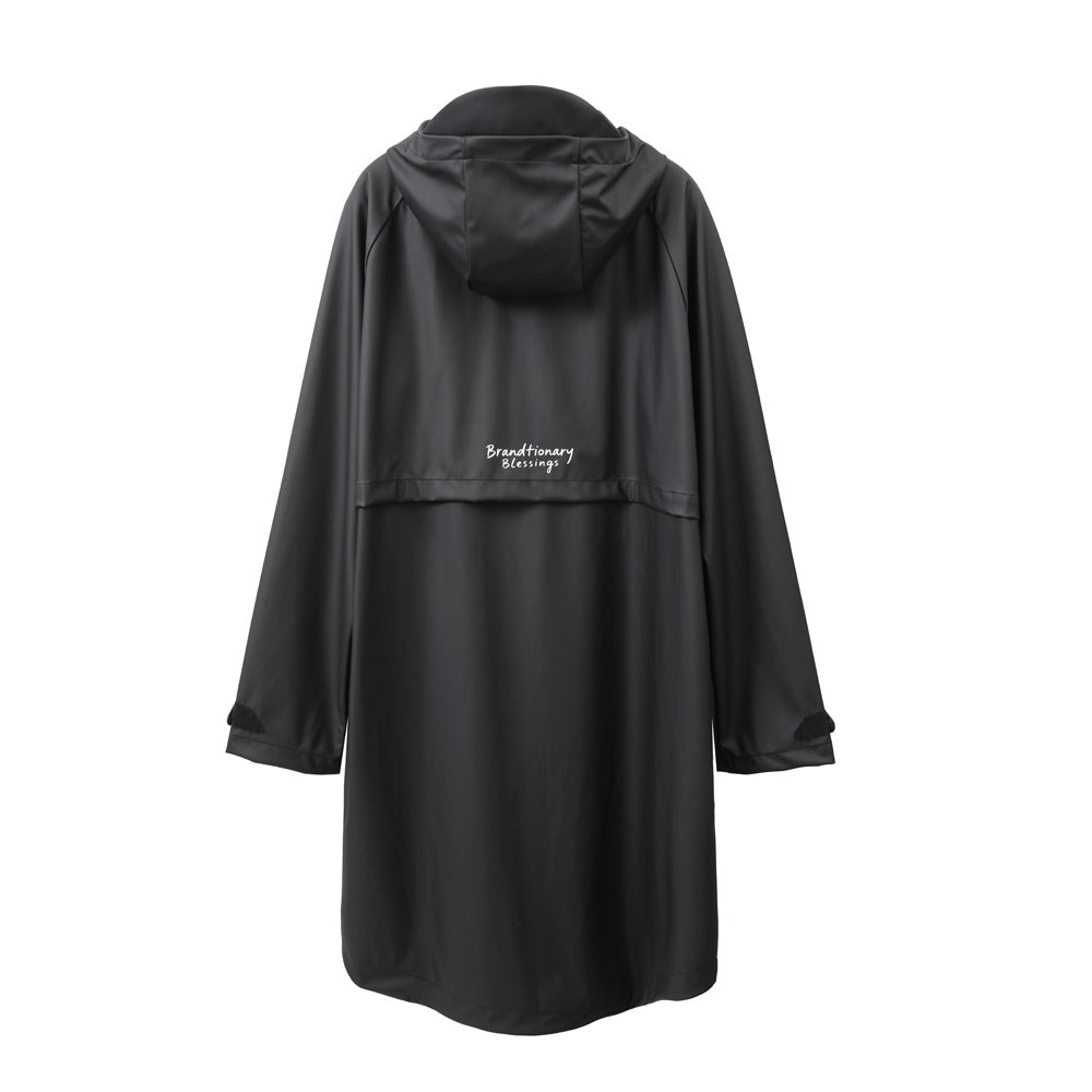 جاكيت كاجوال أسود مقاوم للماء بغطاء للرأس