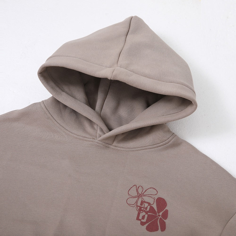 هودي بيج مطبوع زهور مع غطاء رأس