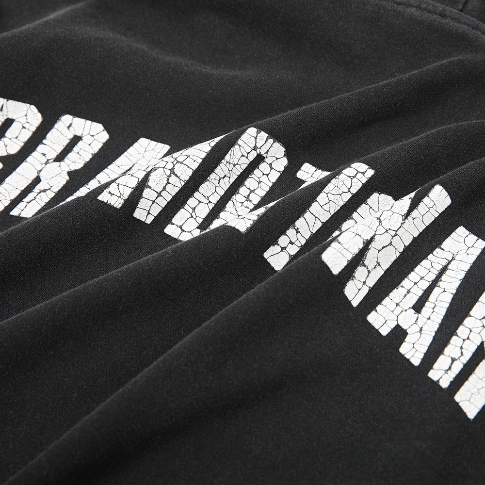 Printed Classic Washed Black Sweatshirt with Hood