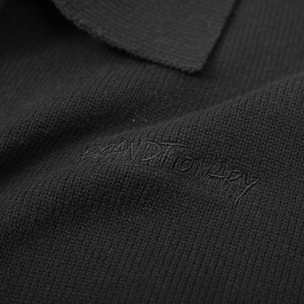 سويتر كاجوال صوفي أسود بياقة قميص