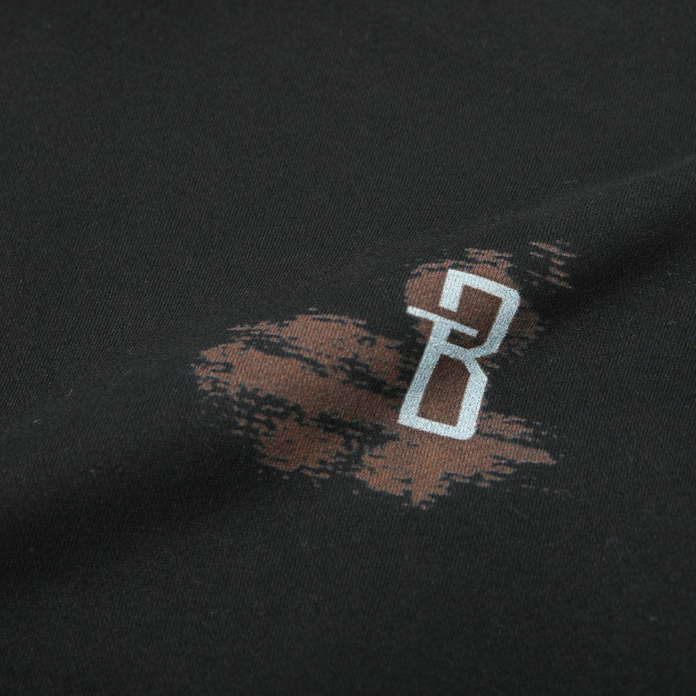 هودي أسود مطبوع "Verse" مع غطاء رأس