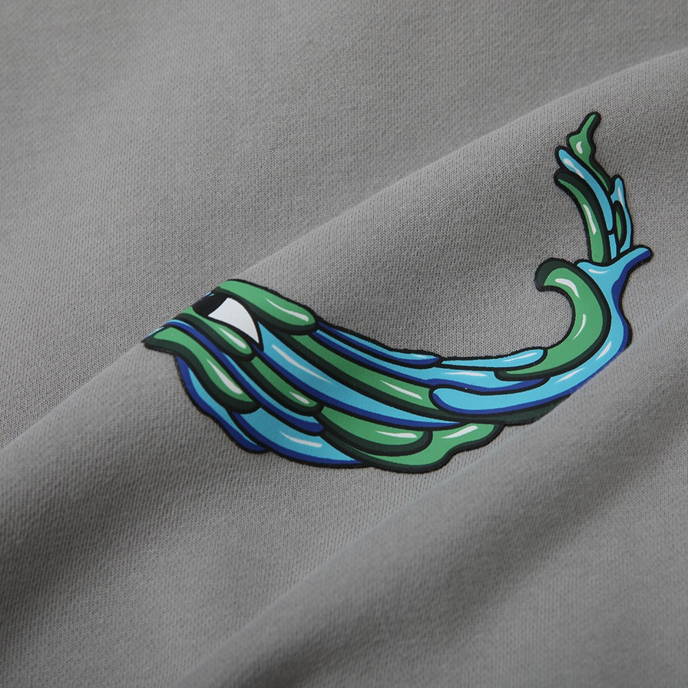 هودي رمادي مطبوع "Spry" مع غطاء رأس